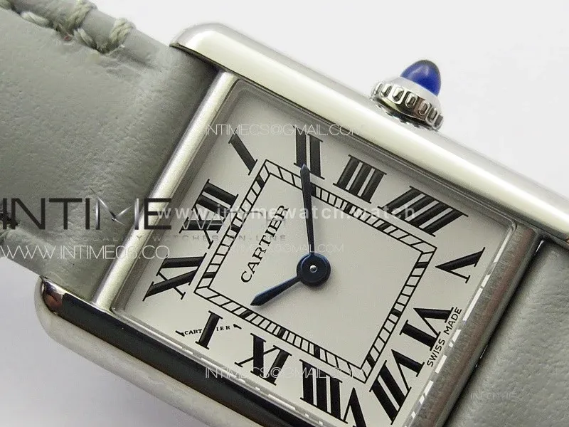 Tank Louis Ladies 22mm SS 8848F 1:1 Best Edition White Dial on Gray Leather Strap Ronda Quartz