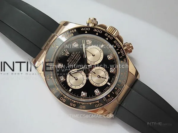 Daytona 126515 RG Gain Weight QF 1:1 Black Dial Diamond Marker On Oysterflex Strap SH4131 (Free Sprung)