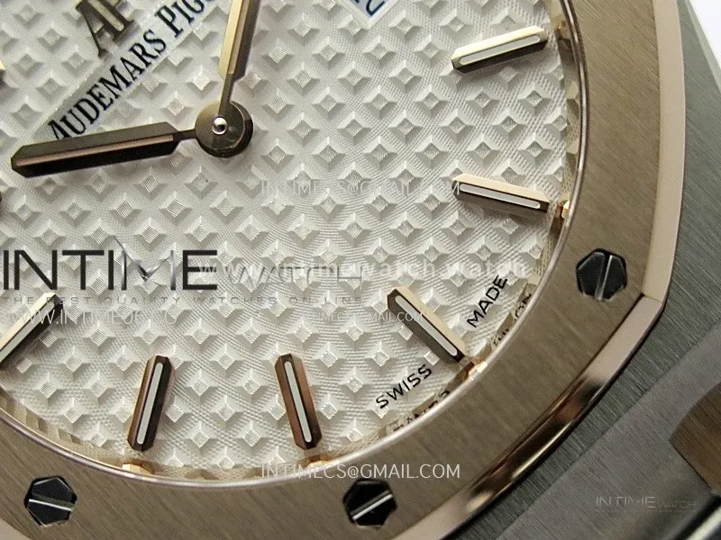Lady Royal Oak 33mm 67651 SS/RG ZF 1:1 Best Edition Silver Textured Dial on SS Bracelet RONDA Quartz