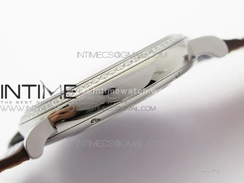 Portofino 37mm SS Diamond Bezel A7F 1:1 Best Edition Gray Dial on Gray Leather Strap A2892