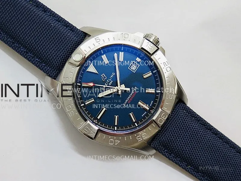 Avenger Chronometer 45mm SS B50F 1:1 Best Edition Blue Dial On Blue Nylon Strap A2824