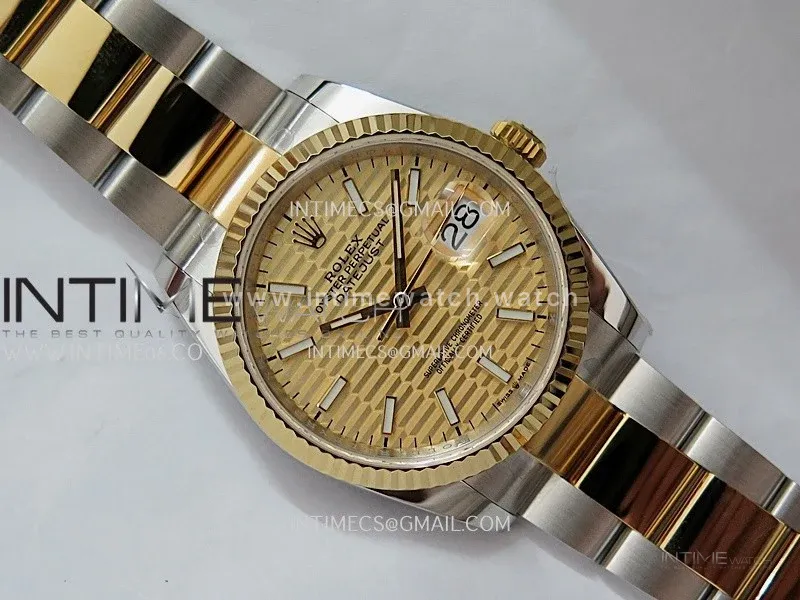 DateJust 126233 36mm 904L SS/YG ONE Factory 1:1 Best Edition Gold Fluted Dial Stick Marker On Oyster Bracelet DD3235