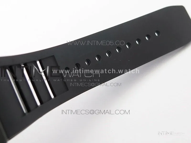 RM011 Carbon Case Carbon Bezel Chronograph KVF 1:1 Best Edition Skeleton Dial Red/RG on Black Rubber Strap A7750