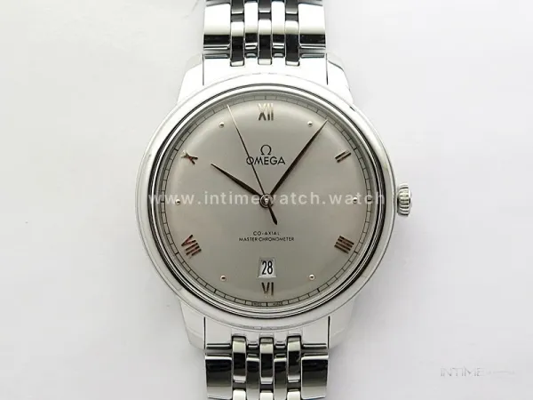 De Ville 40mm SS GTF 1:1 Best Edition Silver Dial RG Markers on SS Bracelet A8000(Free Leather Straps)