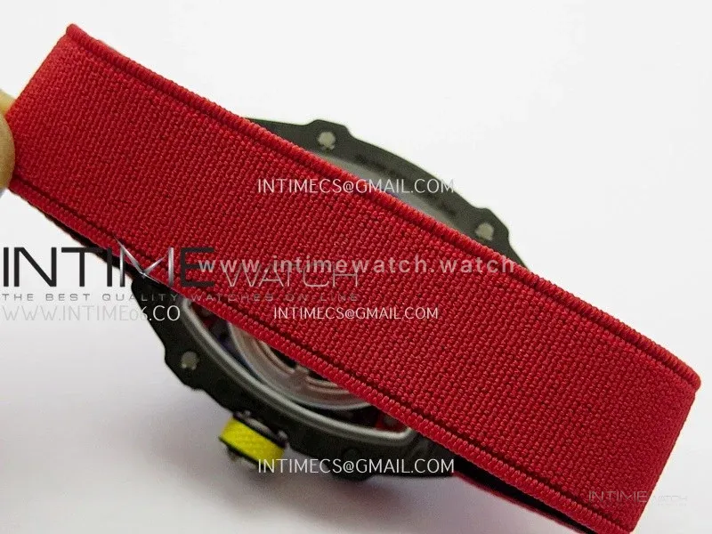 RM67-02 Alexander Black NTPT Umi Office 1:1 Beat Edition Black/Red/Yellow Skeleton Dial On Red Nylon Strap CRMA7 Clone V2