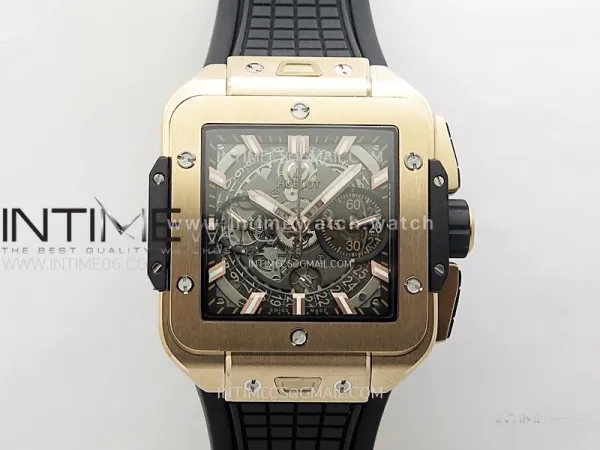 Square Bang Unico 42mm RG BBF 1:1 Best Edition Skeleton Dial on Black Rubber Strap A1280