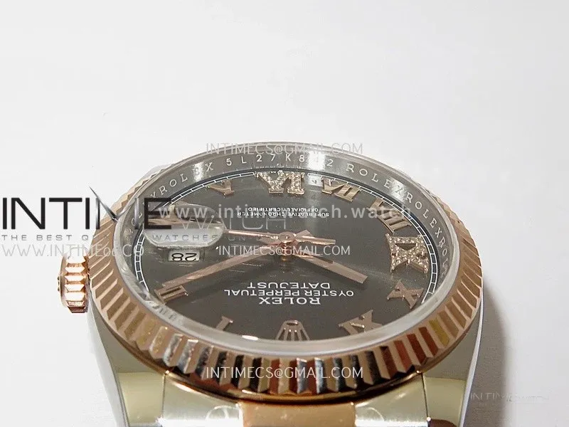DateJust 126233 36mm 904L SS/RG ONE Factory 1:1 Best Edition Gray Dial Roman Diamond Marker On Oyster Bracelet DD3235