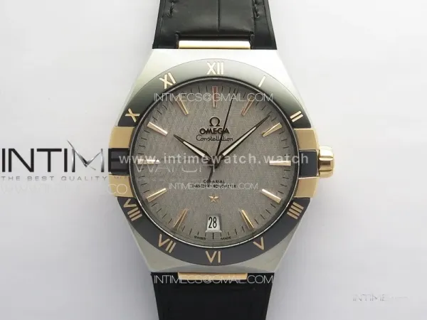 Constellation 41mm RG/Black Ceramic Bezel VSF 1:1 Best Edition Silver Dial on Black Gummy Strap A8900