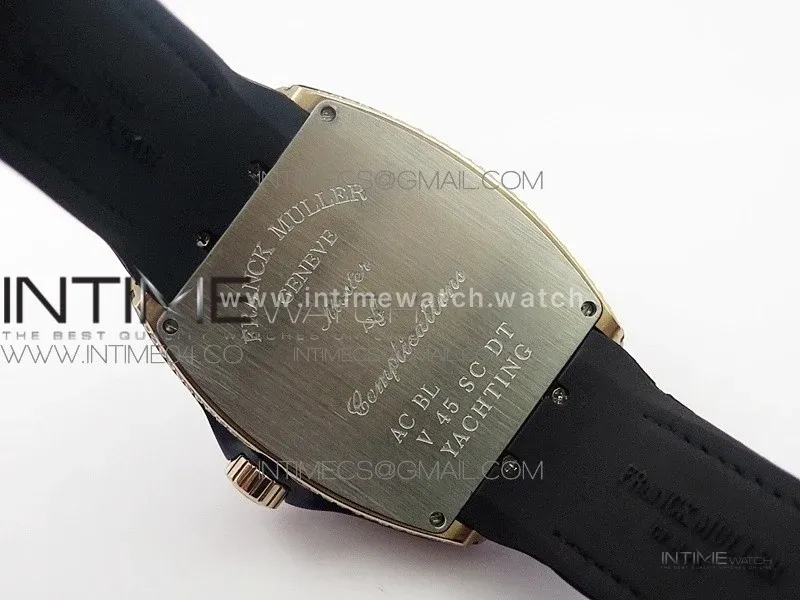 Vanguard V45 RG Full Diamonds Black Textured Diamonds Markers on Black Gummy Strap A2813