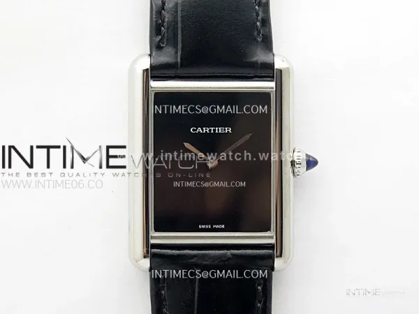 Tank Louis Ladies 25mm SS 8848F 1:1 Best Edition Black Dial on Black Leather Strap Ronda Quartz