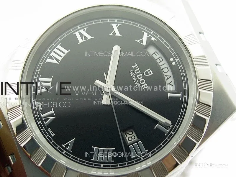 Prince Bay 41mm A7F 1:1 Best Edition Black Dial Roman Markers on SS Bracelet A2824