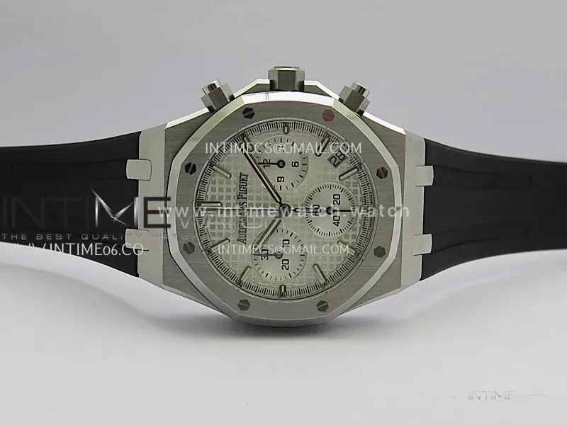 Royal Oak Chrono 26240 SS V2 DDF 1:1 Best Edition Silver Dial On Black Rubber Strap Super Clone DD4401 (SW Dial)
