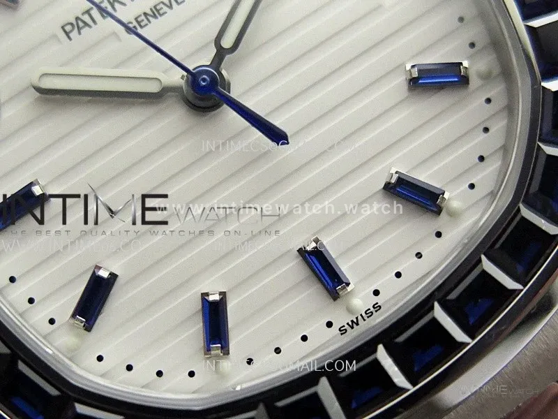 Nautilus 5711/1A Blue T Diamond SS GRF 1:1 Best Edition White Textured Dial On SS Bracelet Asian 26-330