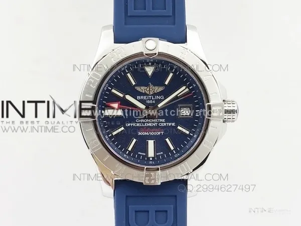 Avenger GMT SS Blue Sticks Marker Dial on Rubber strap A2836