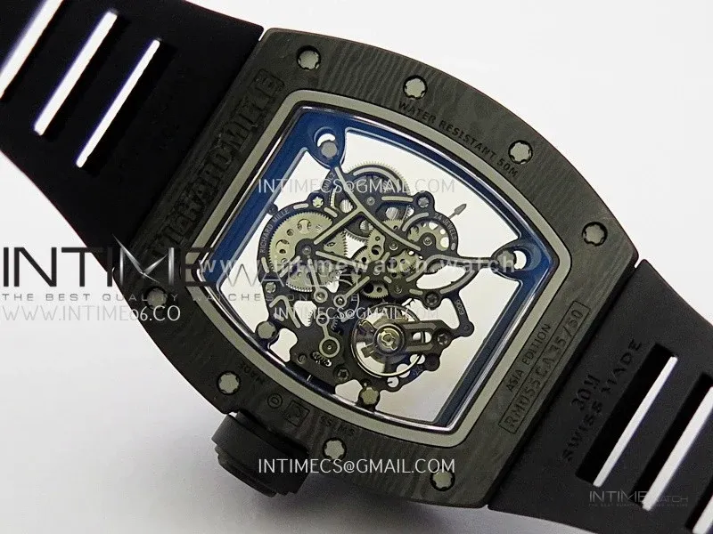 RM055 RG Inner Bezel Black Crown NTPT ZF 1:1 Best Edition on Black Rubber Strap RMUL2 Super Clone V2