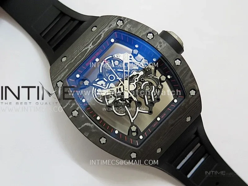 RM055 Black inner Bezel Black Crown NTPT/Ti ZF 1:1 Best Edition on Black Rubber Strap RMUL2 Super Clone