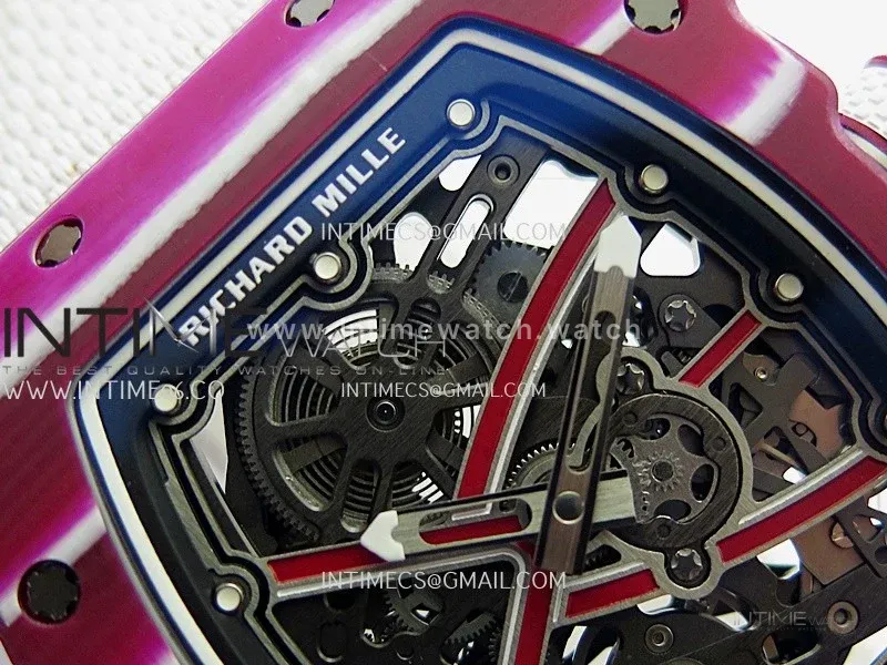 RM67-02 Mutaz Red NTPT Umi Office 1:1 Beat Edition Red Skeleton Dial On White Nylon Strap CRMA7 Clone V2