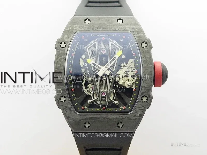 RM027-03 NTPT Real Tourbillon RMF Best Edition Skeleton Dial on Black Rubber Strap