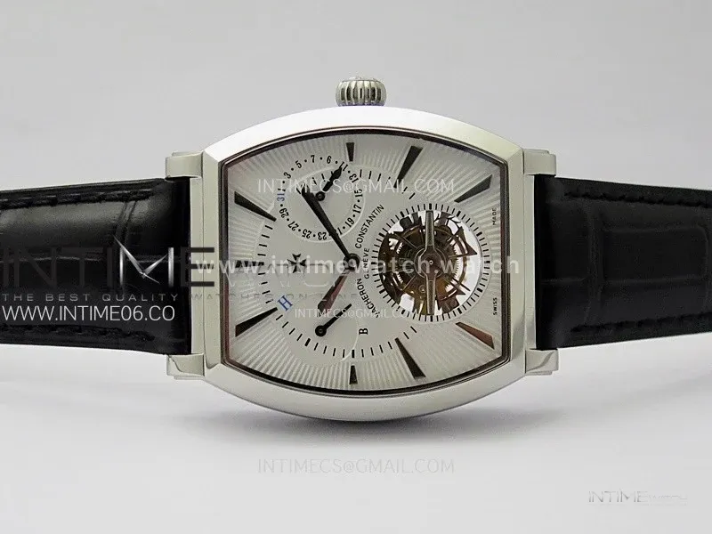 Malte Tourbillon SS AXF Best Edition White Dial on Black Leather Strap