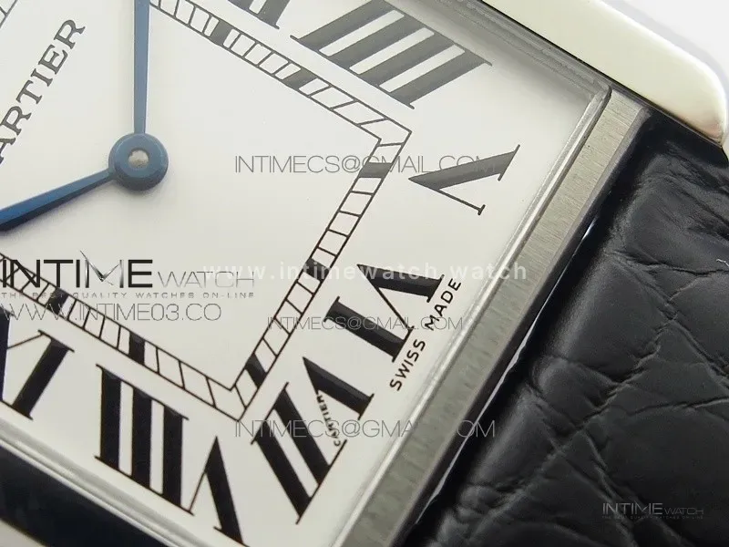 Tank Solo Ladies 28mm SS AF 1:1 Best Edition White Dial on Black Leather Strap Ronda Quartz