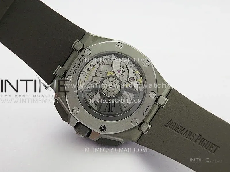 Royal Oak Offshore 43mm 26420 Ceramic Bezel SS DDF 1:1 Gray Dial On Gray Rubber Strap DD4401 Super Clone