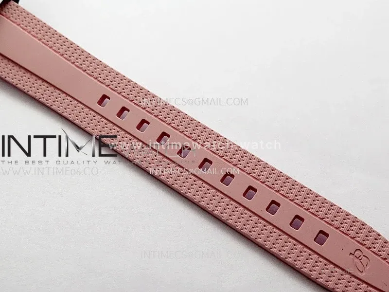 Professional Quartz Chrono Pink Inner Bezel 1:1 Best Edition Black Dial On Pink Rubber Strap Swiss Ronda