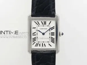 Tank Solo Ladies 28mm SS AF 1:1 Best Edition White Dial on Black Leather Strap Ronda Quartz