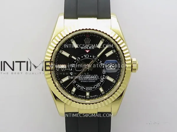 Sky-Dweller 336238 Gain Weight YG ZF 1:1 Best Edition Black Dial on Oysterflex Rubber Strap Asian 2824