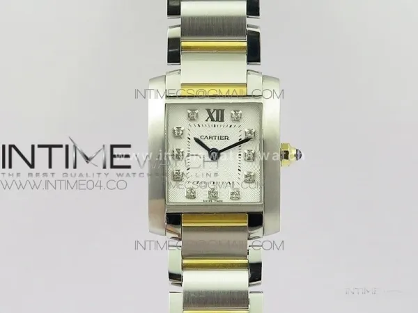 Tank Francaise Ladies 25mm SS/YG 8848F 1:1 Best Edition White Diamond Dial on SS/YG Bracelet Ronda Quartz