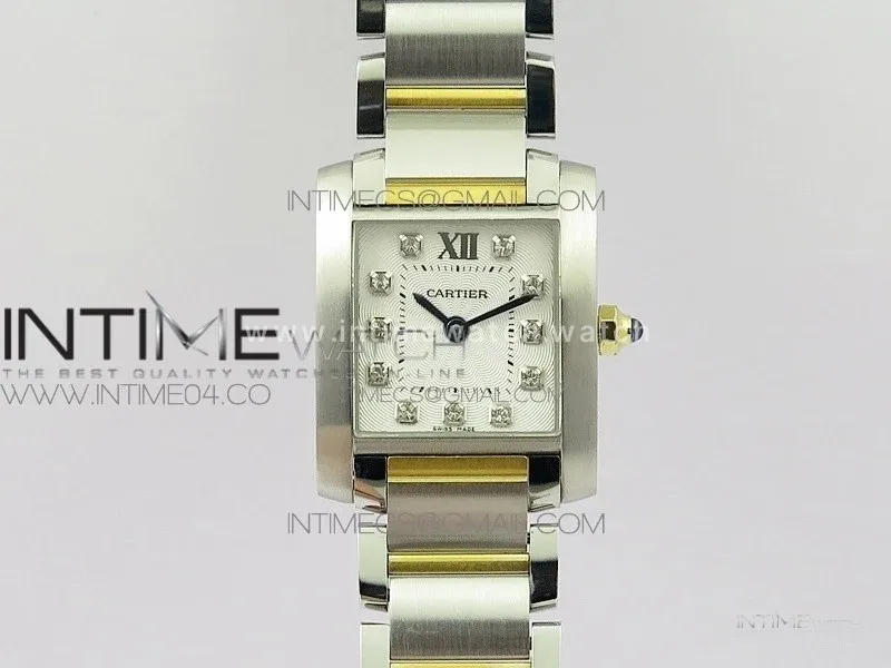 Tank Francaise Ladies 25mm SS/YG 8848F 1:1 Best Edition White Diamond Dial on SS/YG Bracelet Ronda Quartz