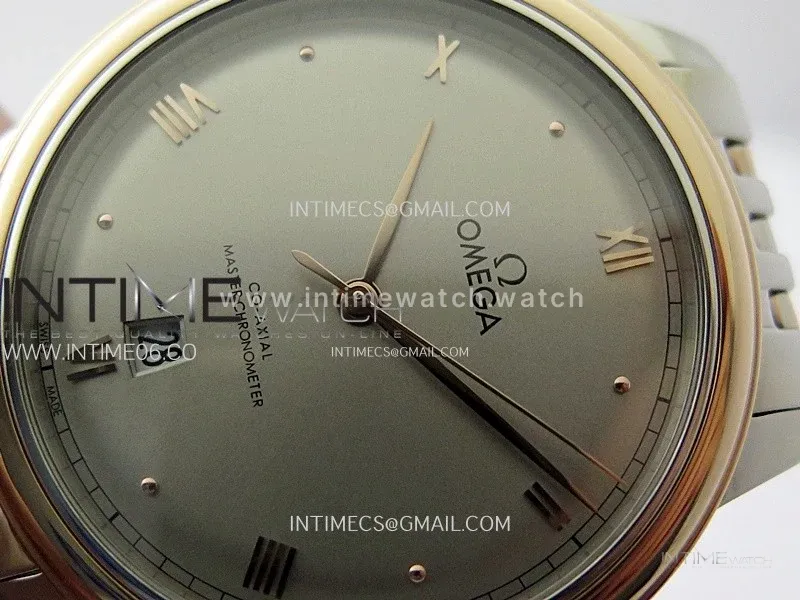 De Ville 40mm SS/RG GTF 1:1 Best Edition Silver Gray Dial RG Markers on SS/RG Bracelet A8000(Free Leather Straps)