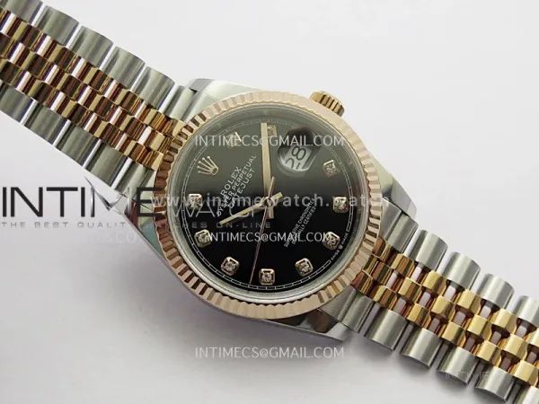 DateJust 36mm 126231 SS/RG V2 QF 1:1 Best Edition Black Dial Diamond Marker On SS/RG Jubilee Bracelet SH3235