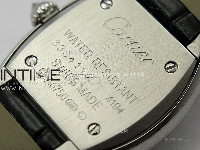 Baignoire Watch Diamond Bezel SS AF 1:1 Best Edition White textured Dial On Black Croco Strap RONDA Quartz