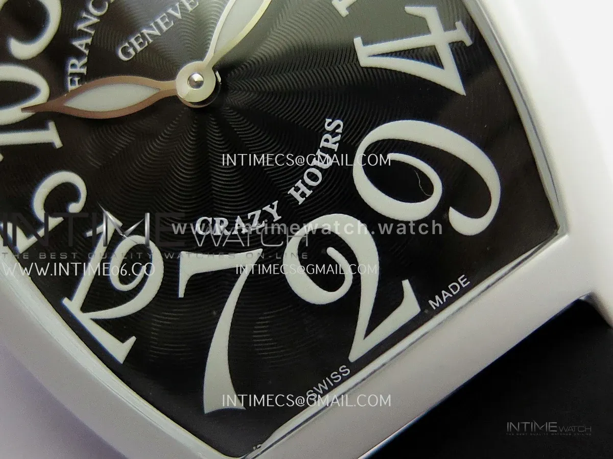 Crazy Hours Real Jumping Hour White PVD ABF Black Dial On Black Rubber Strap A23J