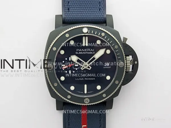 PAM1466 Luna Rossa Submersible 44mm Ceramic VSF 1:1 Best Edition Blue Dial On Blue Fabric Strap P900