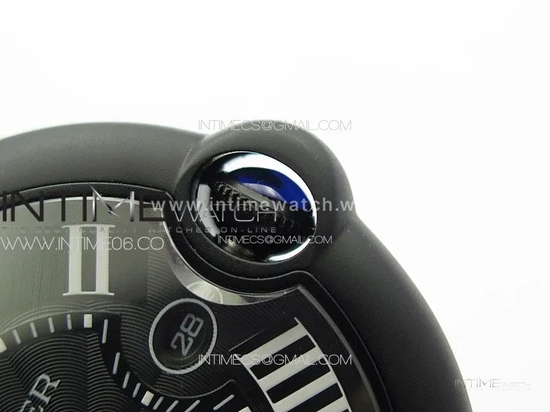 Ballon Bleu 42mm DLC 3KF 1:1 Best Edition Black Texture Dial on Black Leather Strap A2824