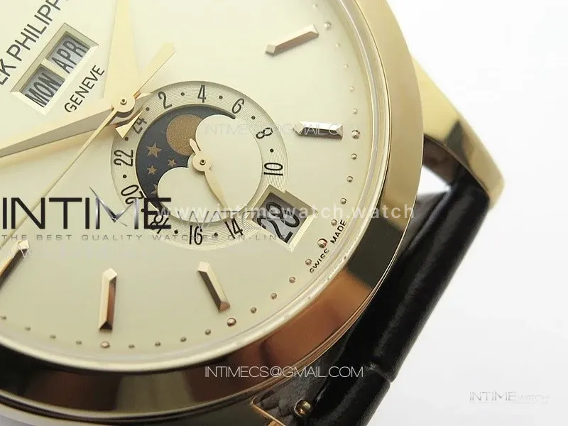 Annual Calendar Moonphase 5396 RG PPF 1:1 Best Edition White Sticks Dial on Brown Leather Strap PPF324