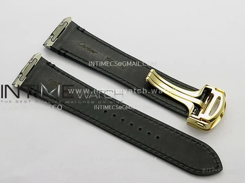 Santos Skeleton Black YG Rich Factory 1:1 Best Skeleton Dial On YG SmartLink Bracelet 9611MC Super Clone (Free Leather Strap)
