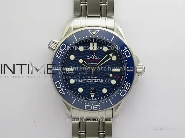 Seamaster Diver 300M Blue Ceramic Bezel Free Sprung ORF 1:1 Blue Dial On SS Bracelet Asian Super Clone 8800