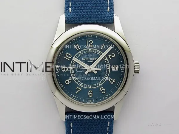 Calatrava 6007A SS 3KF 1:1 Best Edition Blue Dial on Blue Leather Strap A324 Super Clone V2