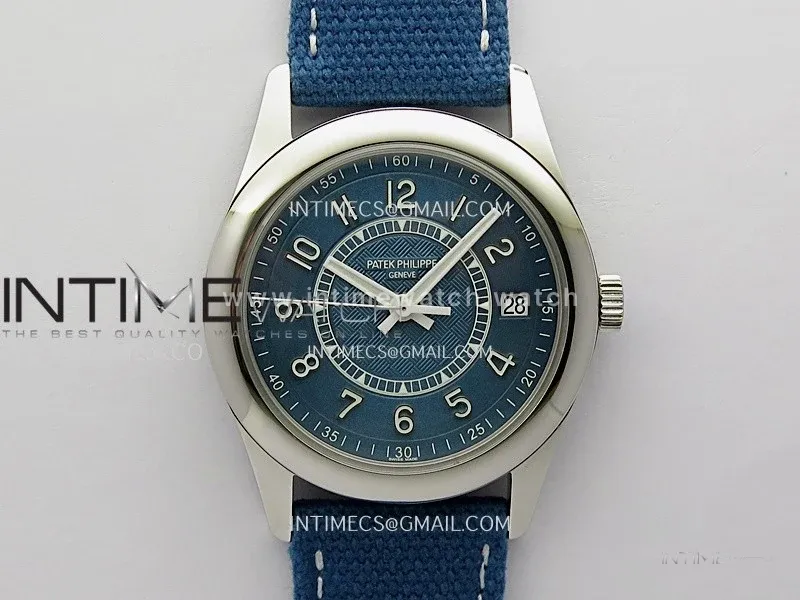 Calatrava 6007A SS 3KF 1:1 Best Edition Blue Dial on Blue Leather Strap A324 Super Clone V2