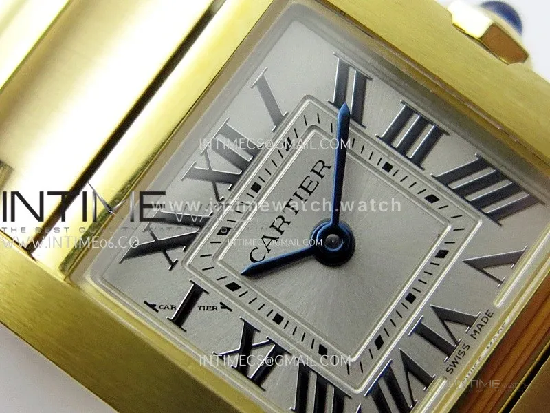 Tank Francaise Ladies 21.2mm YG 8848F 1:1 Best Edition Silver Dial on YG Bracelet Ronda Quartz