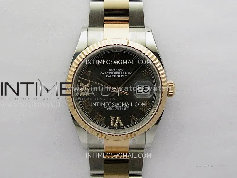 DateJust 126233 36mm 904L SS/RG ONE Factory 1:1 Best Edition Gray Dial Roman Diamond Marker On Oyster Bracelet DD3235