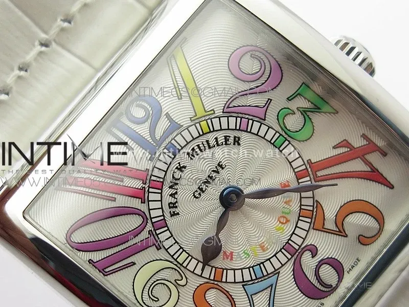 Master Square SS Ladies ZF 1:1 Best Edition White Colorful Arabic Dial on White Leather Strap Ronda Quartz