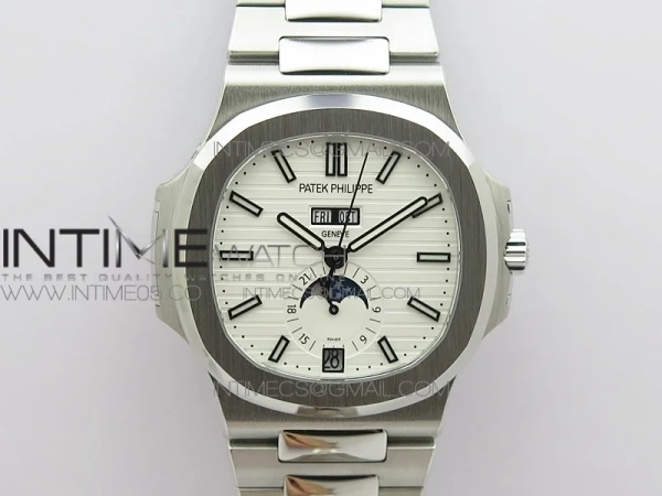 NAUTILUS 5726 SS GRF 1:1 BEST EDITION WHITE DIAL WORKING ANNUAL CALENDARON SS BRACELET A.324 V2