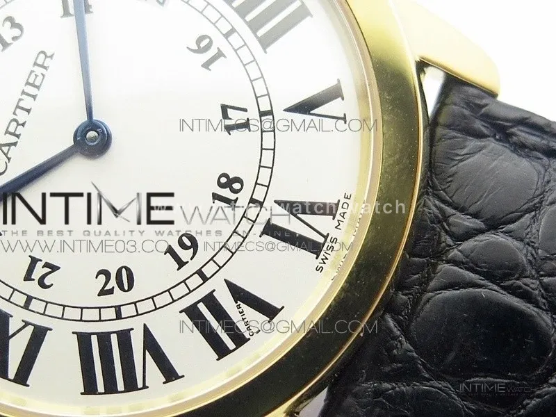 Ronde Solo de Cartier 36mm K11 YG 1:1 Best Edition White Dial on Black croco leather strap Ronda Quartz
