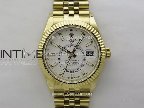 Sky-Dweller 326935 904L YG Noob 1:1 Best Edition White Dial on YG Jubilee Bracelet Asian 23J to 9001