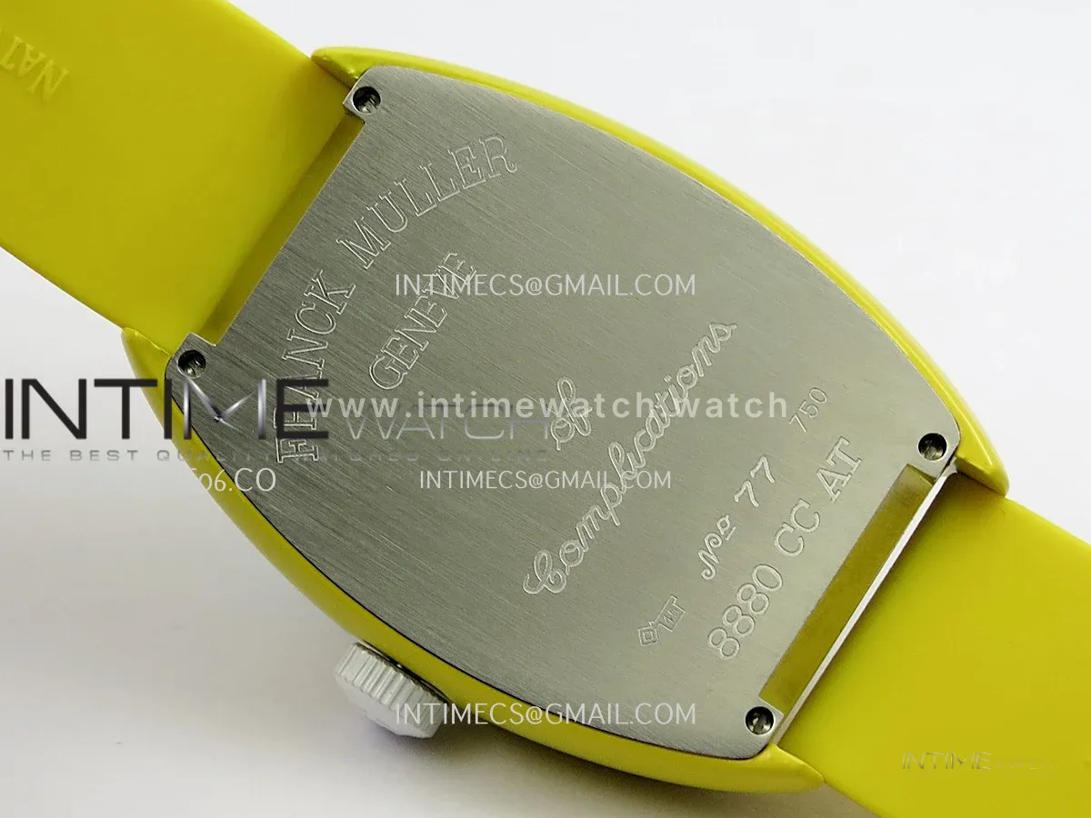 FM Casablanca Yellow PVD ABF Summer Blue Dial On Yellow Rubber Strap A23J