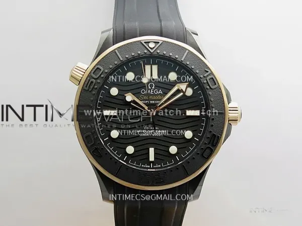 Seamaster Diver 300M Ceramic/RG V4 VSF 1:1 Best Edition Black Dial On Black Rubber Strap Asian Super Clone 8806
