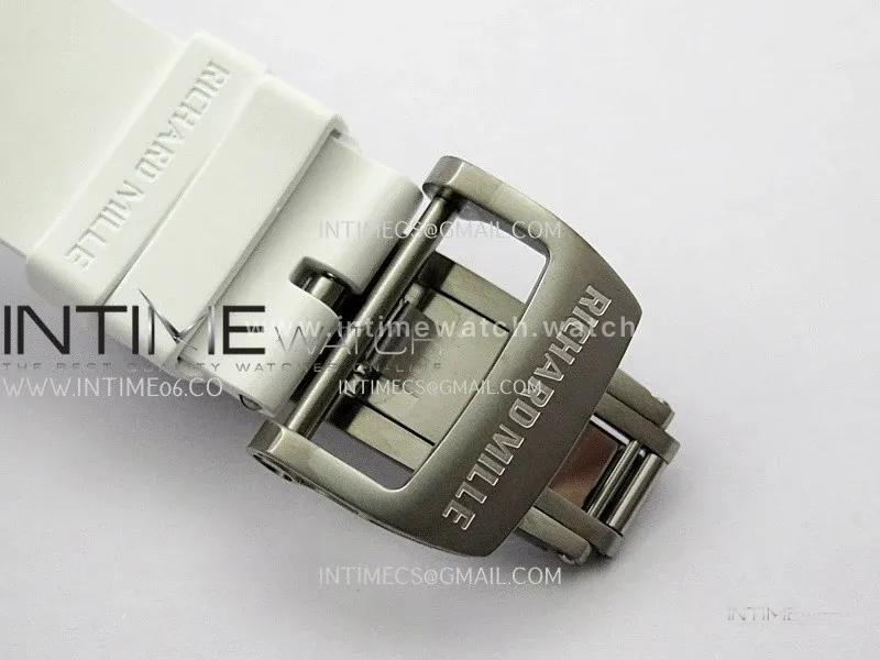 RM055 White Inner Bezel White Crown NTPT ZF 1:1 Best Edition On White Rubber Strap RMUL2 Super Clone V2
